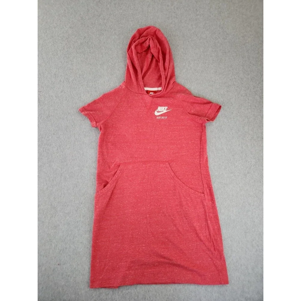 Nike Pink Hoodie Organic Dress Pockets Girl's Swim Beach Cover Up Shirt Sz Large